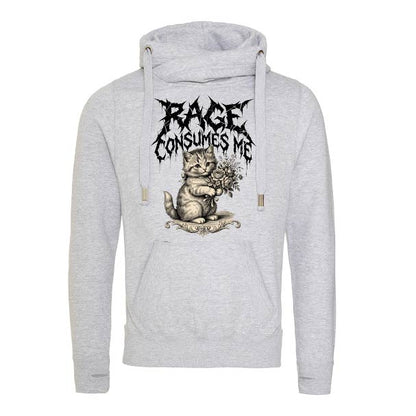 Rage Consumes Me Fitted Cross-Neck Hoodie