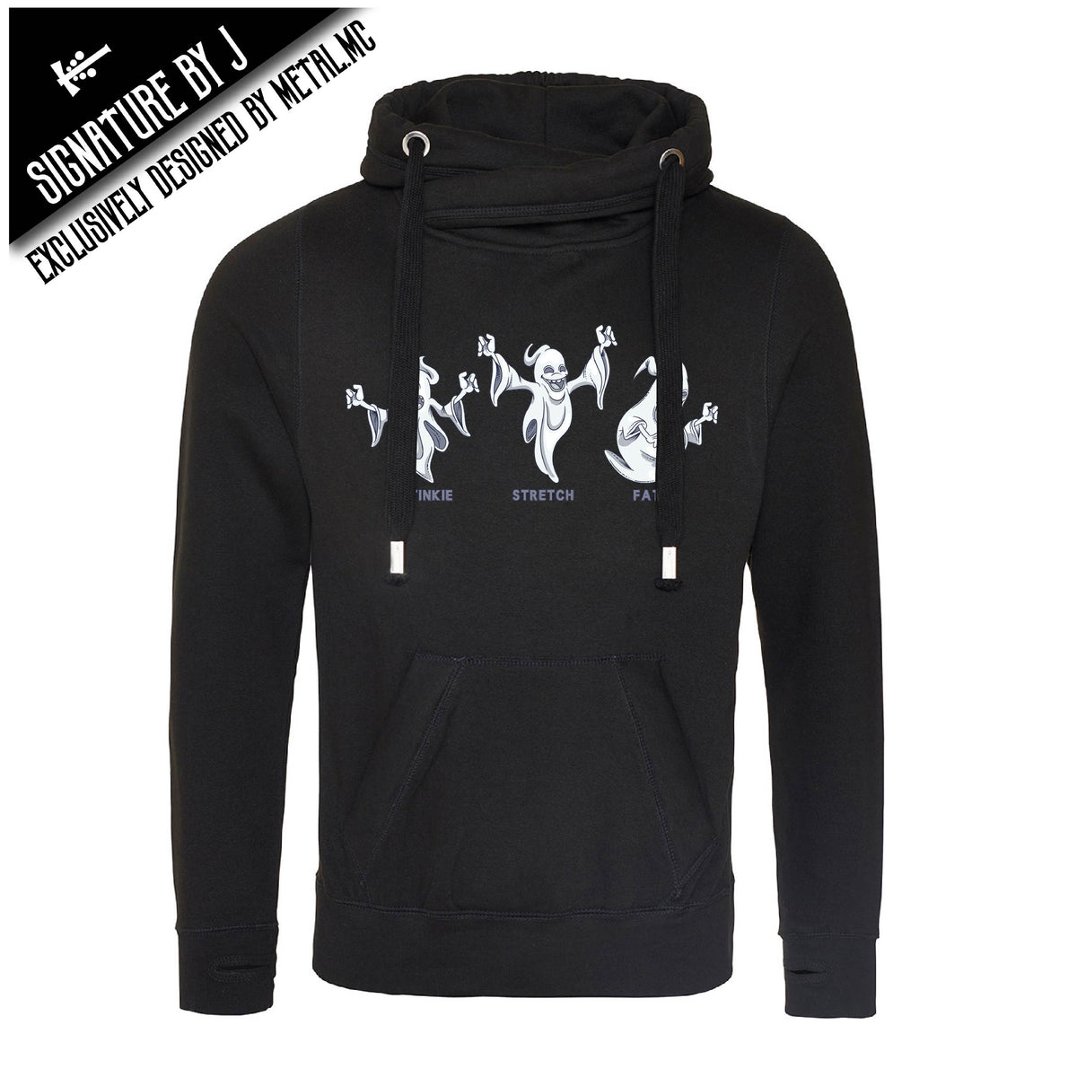 The Ghostly Trio Fitted Cross-Neck Hoodie