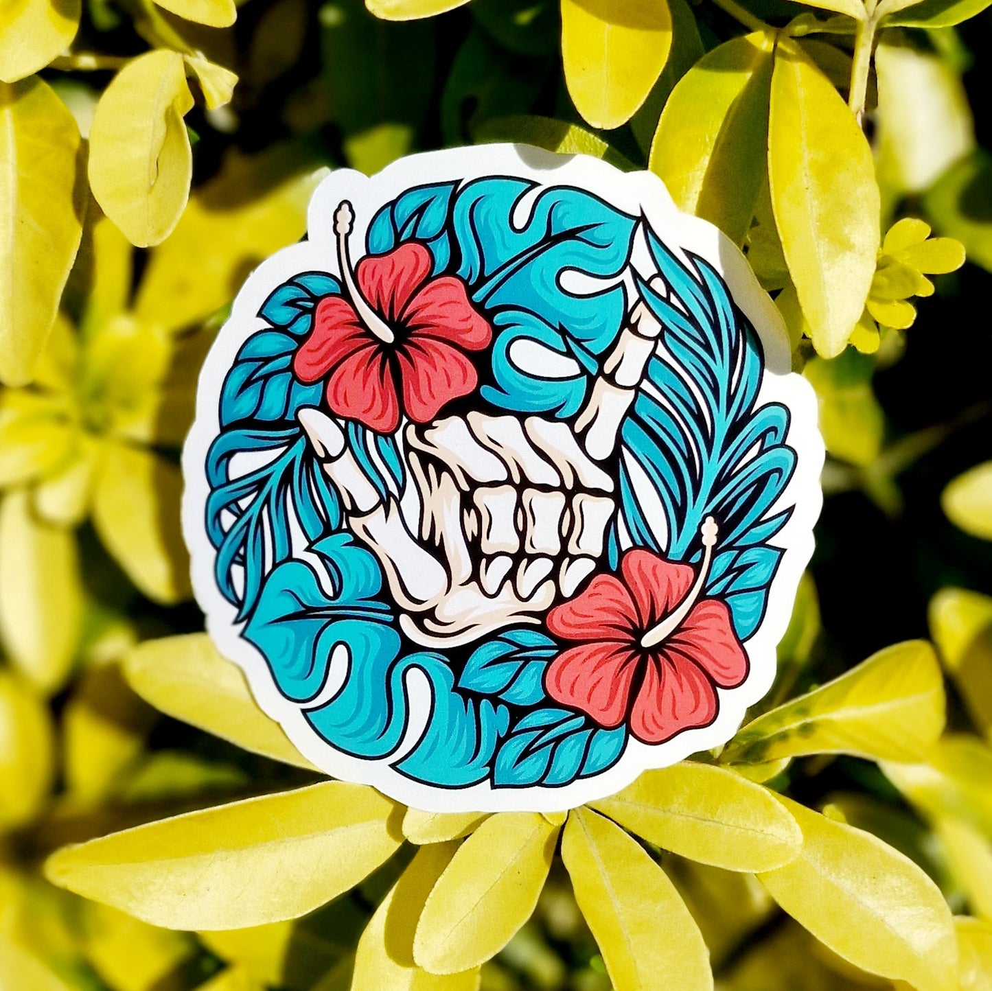 Rock Horn Floral Vinyl Sticker