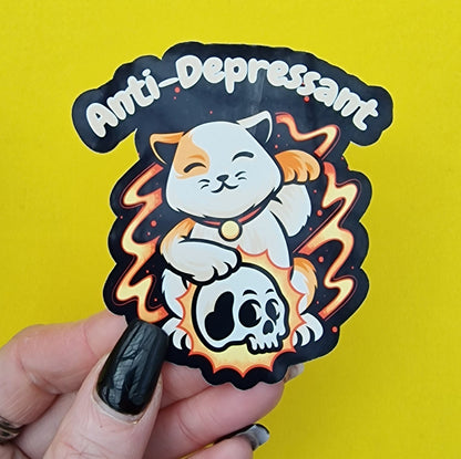 Anti-Depressant Kitty Vinyl Sticker